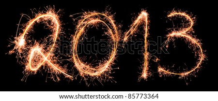 New Year 2013 made of real sparkles. See other digits in my portfolio.