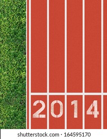 New Year 2014 On Running Track From Top View