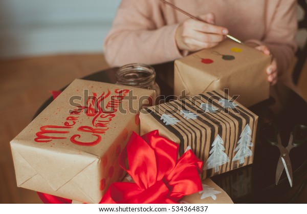 New Year 2017 Gifts Boxes Festive Stock Photo (Edit Now) 534364837