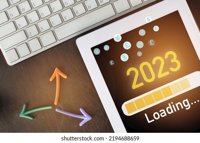 New Year 2023 Financial Technology Is Changing Business. Artificial Intelligence And Digital Transformation Concept And Growth Graph With Return On Investment Idea