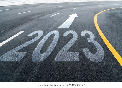 New Year 2023 Straight Forward On Asphalt Road