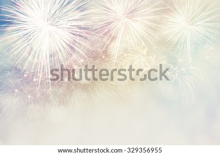 New Year, Abstract holiday background with fireworks and stars, copy space.