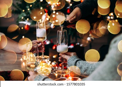 Party Table Glasses Champagne Friends Celebrating Stock Photo (Edit Now ...