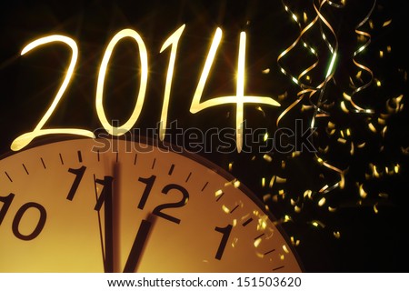 new year clock before midnight,2014