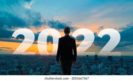 New year concept of 2022. New year's card. Prospect of business. - Shutterstock ID 2055667367