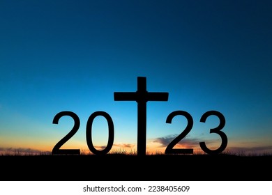 New Year concept and 2023 numbers and cross - Shutterstock ID 2238405609