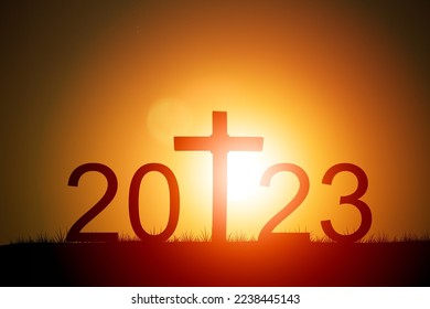 New Year concept and 2023 numbers and cross - Shutterstock ID 2238445143