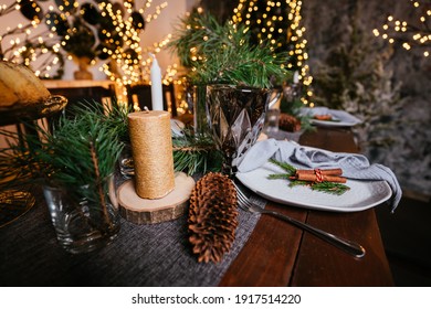 new year cozy home interior with christmas tree and garlands