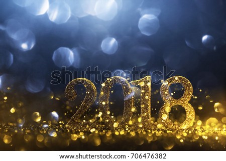 New Year Decoration, Closeup on Gold 2018 Stock photo © 