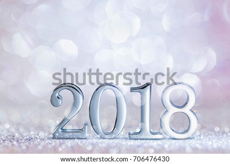 New Year Decoration, Closeup on Silver 2018 Stock photo © 