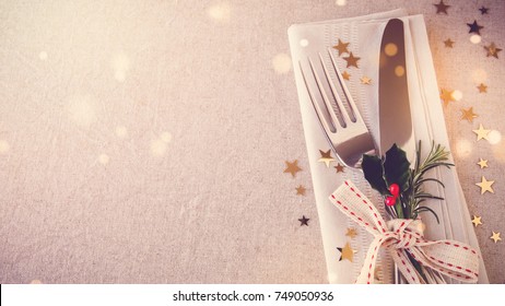 New Year Eve 2023, Christmas Food Menu, Holidays Breakfast, Lunch, Dinner Table Place Setting, Festive Background