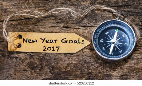 New Year Goals Text With Compass.