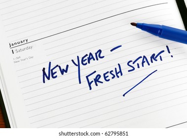 New Year Resolution Marked In A Diary For January 1