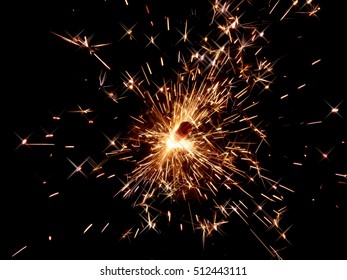 Burning Fireworks On Black Background Bokeh Stock Photo Edit Now