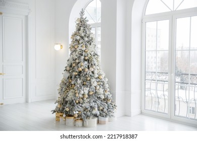 New year tree. Classic christmas New Year decorated room. Christmas tree with pink decorations. Christmas eve at home  - Powered by Shutterstock