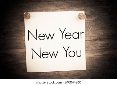 New Year New You Text Write On Note Paper