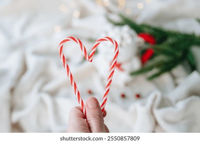 New Year's candy cane red and white - Powered by Shutterstock