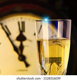 New Year's Celebration With Glass Of Wine No People Stock Photo