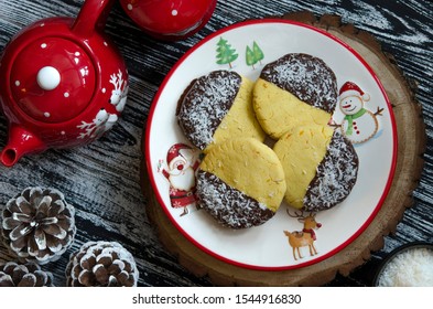 New Year's corn cookies with chocolate and coconut  