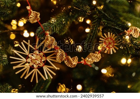 New Year's decorations are made of straw. Christmas decor, traditions Stock photo © 