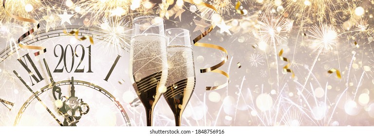 New Year's Eve 2021 Celebration Background With Champagne
