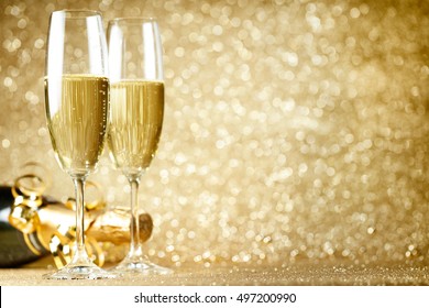 New Years Eve Celebration Background With Champagne