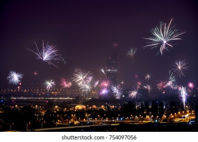 New Years Eve Fireworks Above Vienna Skyline