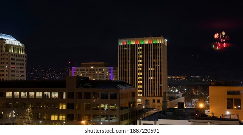 New Years Eve Fireworks Launched From Pikes Peak With The Colorado Springs Skyline