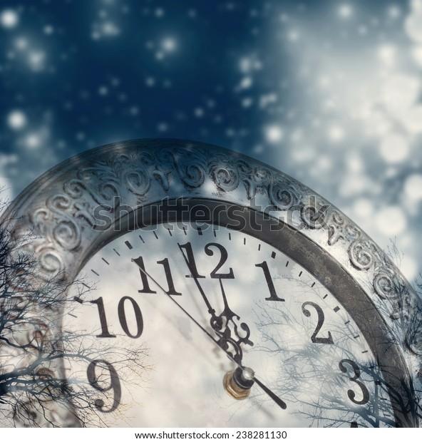 New Years Midnight Old Vintage Clock Stock Photo Shutterstock