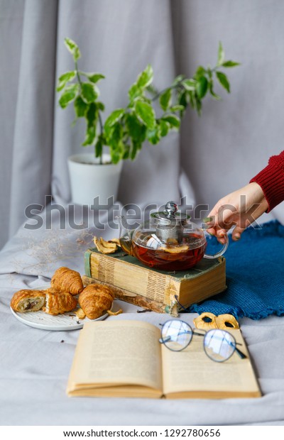 New Years Table Fir Branches Decorations Stock Photo Edit Now