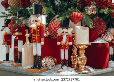New Year's toys close-up. Nutcrackers
