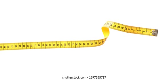 New yellow measuring tape isolated on white, top view - Shutterstock ID 1897555717