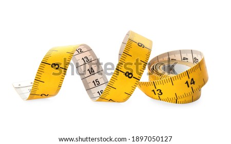 New yellow measuring tape isolated on white