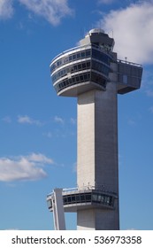 NEW YORK -10 JUNE 2016- The Air Traffic Control Tower Near Terminal 4 At The John F. Kennedy International Airport (JFK), The Largest And Busiest Airport Serving The New York Area.