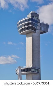 NEW YORK -10 JUNE 2016- The Air Traffic Control Tower Near Terminal 4 At The John F. Kennedy International Airport (JFK), The Largest And Busiest Airport Serving The New York Area.