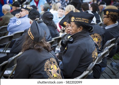 NEW YORK - 11 NOV 2016: Group Of Veterans From The National Association Of Black Military Women At Opening Ceremony In Madison Square Park For The Annual Americas Parade Up 5th Ave On Veterans Day.