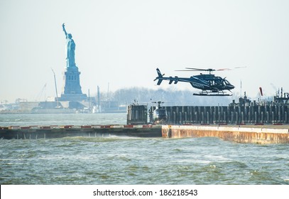 New York, 14 Dec 2011 - Helicopter Take Off By Pier