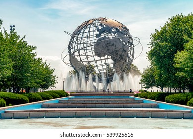 NEW YORK - 21 JULY 2016: Flushing Meadows Corona Park - the largest park in Queens, it offers plenty of space for whatever your recreational desires may be--baseball, soccer, tennis, cricket.