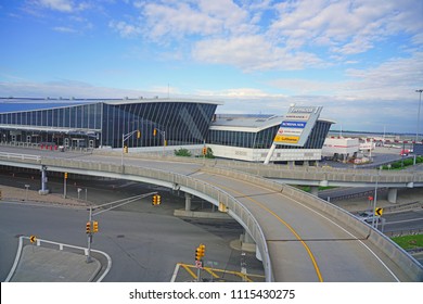 NEW YORK -6 JUN 2018- View of the outside of Terminal 1 at the John F. Kennedy International Airport (JFK). 