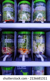 NEW YORK -6 MAR 2022- View of a Farmers Fridge fresh salad vending machine at the John F. Kennedy International Airport (JFK) near New York City.