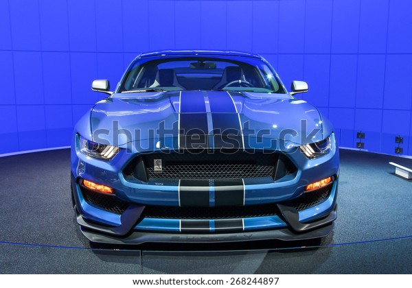 NEW YORK -\
APRIL 1: Ford exhibit Ford GT350R Mustang at the 2015 New York\
International Auto Show during Press day,  public show is running\
from April 3-12, 2015 in New York,\
NY.