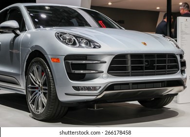 NEW YORK - APRIL 1: Porsche exhibit  Porsche Macan Turbo at the 2015 New York International Auto Show during Press day,  public show is running from April 3-12, 2015 in New York, NY.