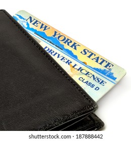 NEW YORK - APRIL 10, 2014: New York State Driver License In Wallet. The Number Of Young Drivers Increases In NY State.