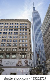 NEW YORK - APRIL 19, 2015:  Victoria's Secret Store On The Corner Of 34th And 6th Avenues In NYC Is The Largest Victoria's Secret Stroe In The World.