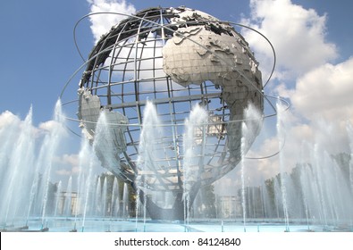 NEW YORK - AUG 5: The Unisphere In Queens, New York On August 5, 2011.  A Theme Symbol Of The 1964 World's Fair, Dedicated To 