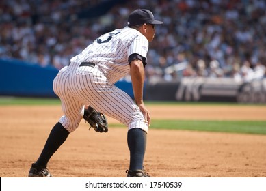 NEW YORK: AUGUST 17 - Alex Rodriguez in the heat of battle at Yankee Stadium on August 17, 2008.