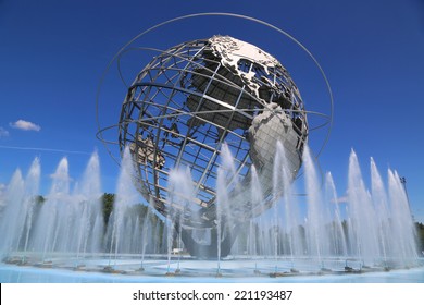 NEW YORK - AUGUST 18: 1964 New York World s Fair Unisphere in Flushing Meadows Park on August 18, 2014. It is the world's largest global structure, rising 140 feet and weighing 700 000 pounds 