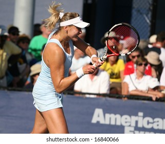 NEW YORK, August 2008 - US Open: Nadia Petrova Of Russia Hitting A Backhand During A Match