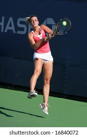 NEW YORK, August 2008 - US Open: Olivia Sanchez Of Spain Hitting A Backhand During A Match