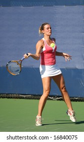 NEW YORK, August 2008 - US Open: Olivia Sanchez Of Spain Hitting A Forehand During A Match